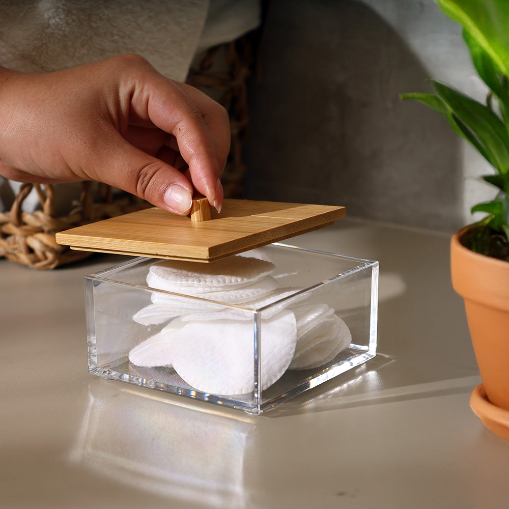 Tabz Square Storage Jar With Bamboo Lid - Short