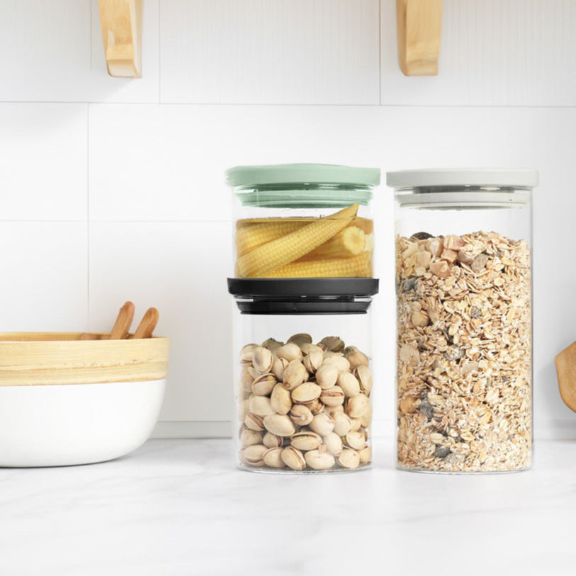 Stackable Glass Jars, Set of 3 - Mixed