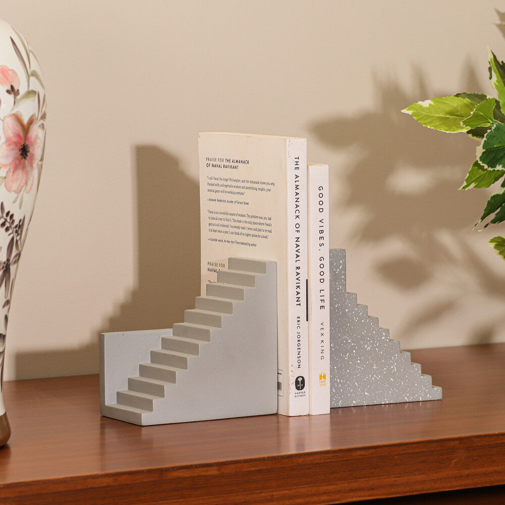 Stairway Bookends, Set of 2 - Grey