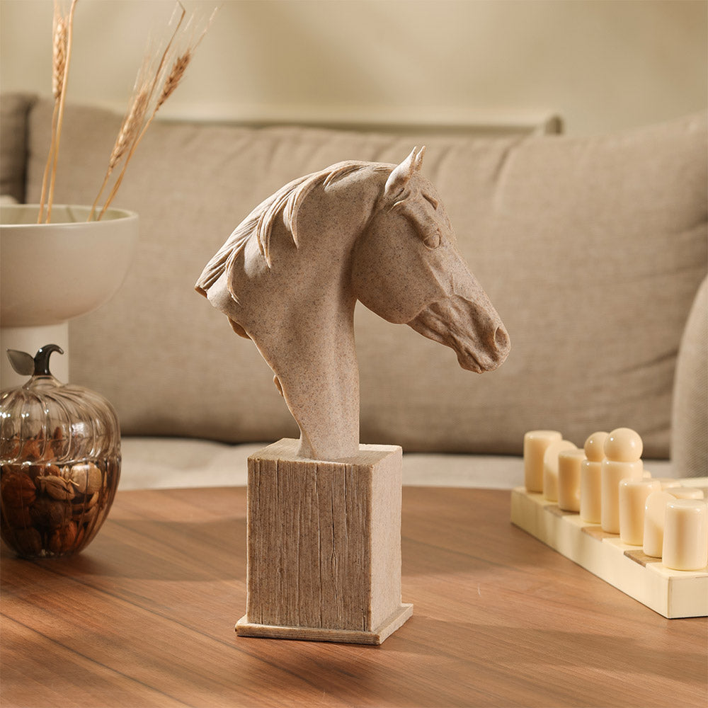Stallion Bust Sculpture Medium - Speckled Beige
