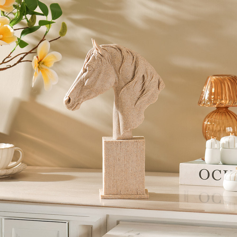 Stallion Bust Sculpture Medium - Speckled Beige