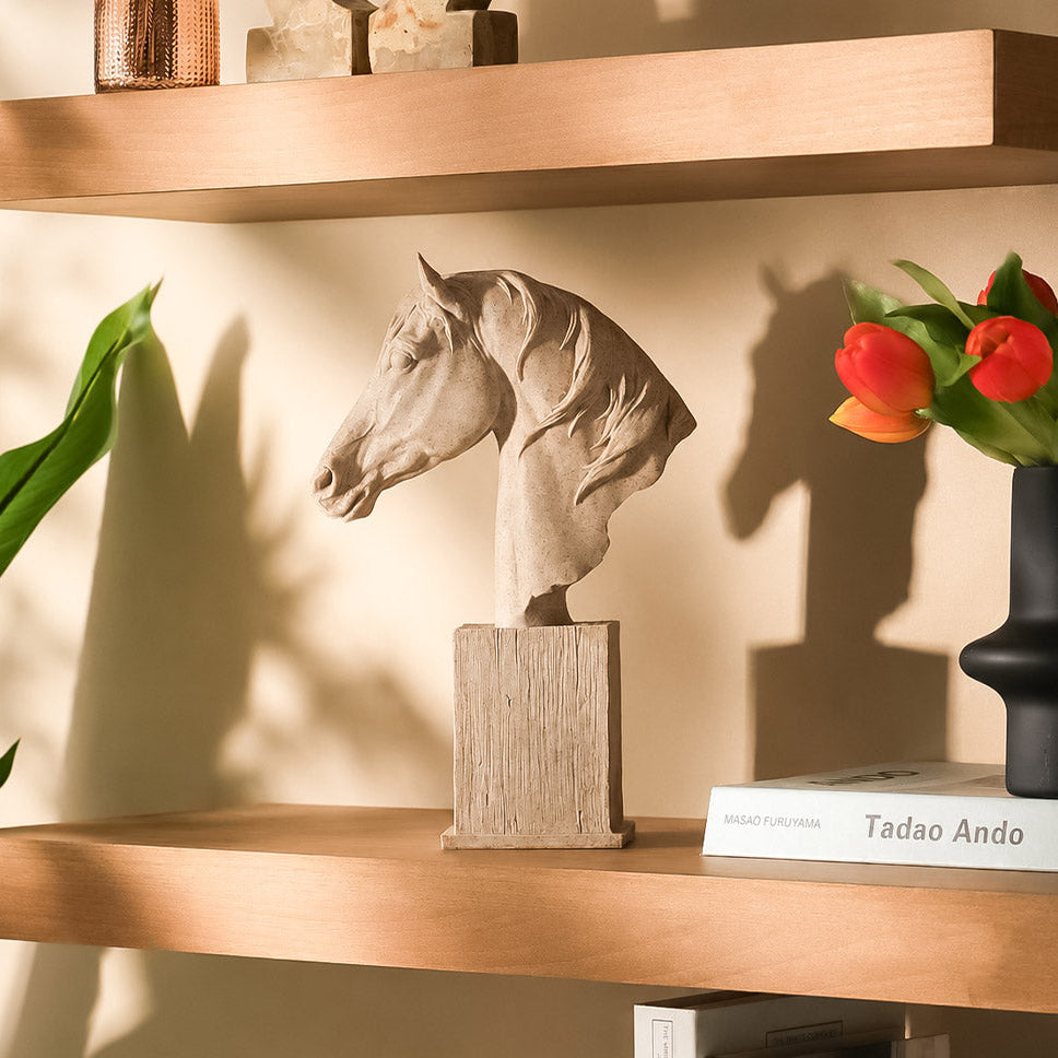 Stallion Bust Sculpture Medium - Speckled Beige