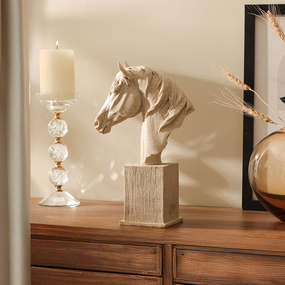 Stallion Bust Sculpture Medium - Speckled Beige