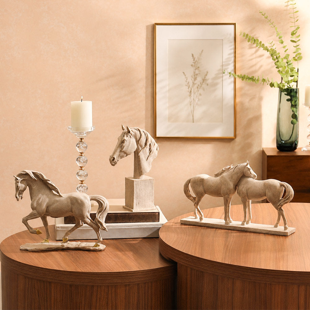 Stallion Bust Sculpture Medium - Speckled Beige