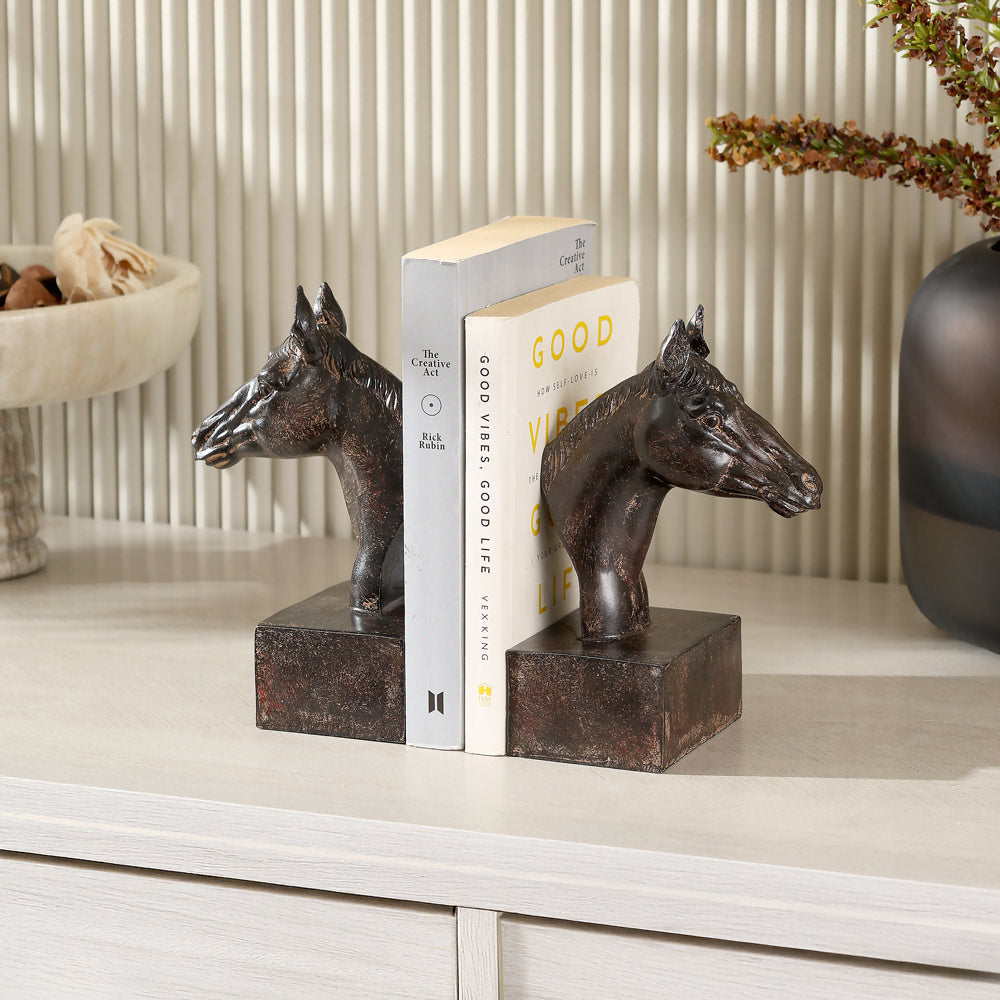 Stallion Bookends, Set of 2 - Walnut