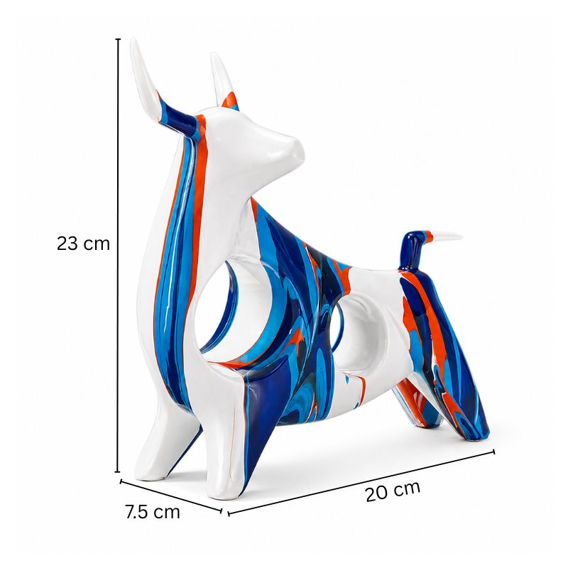 Standing Bull Decorative Sculpture - Splash Blue