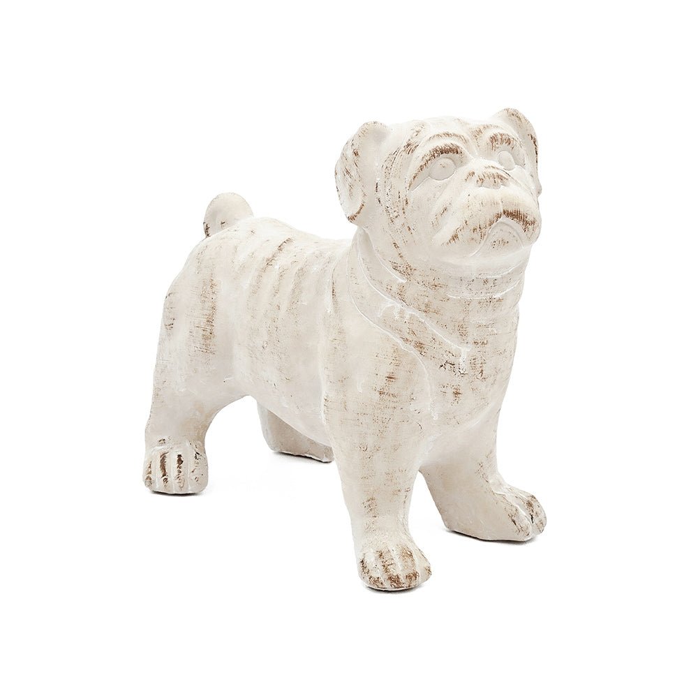 Standing Bulldog Concrete Sculpture Medium - Vintage White