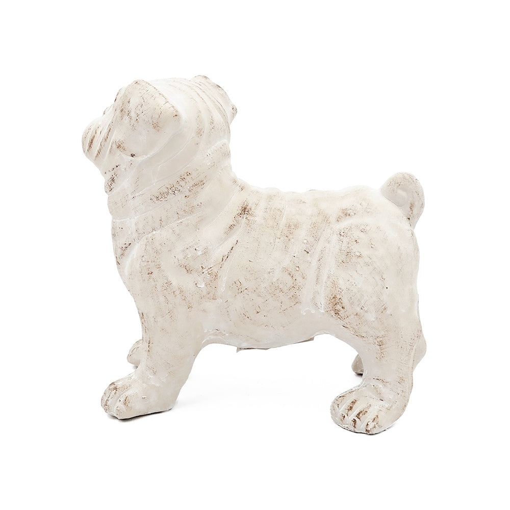 Standing Bulldog Concrete Sculpture Medium - Vintage White