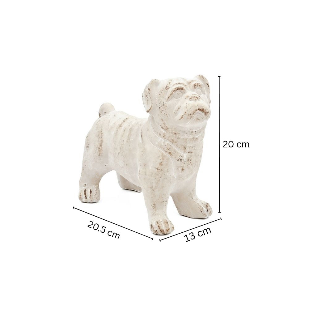 Standing Bulldog Concrete Sculpture Medium - Vintage White