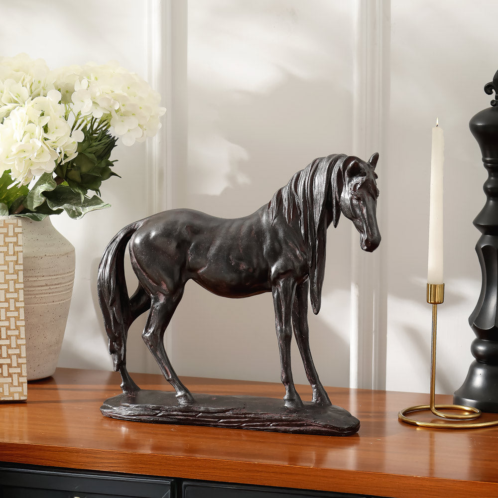 Standing Horse Decorative Sculpture Large - Black
