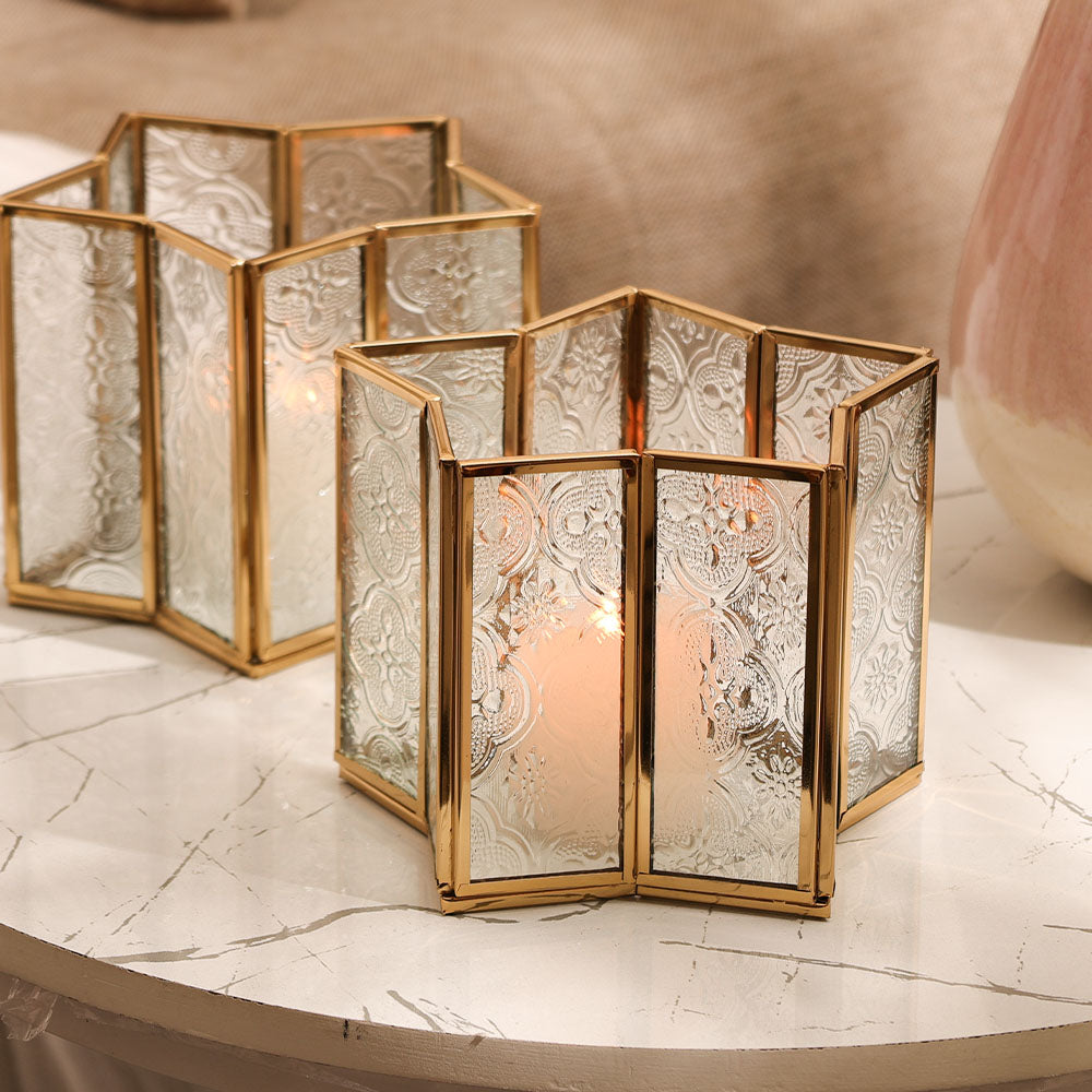 Star Candle Holders, Set of 2 - Gold