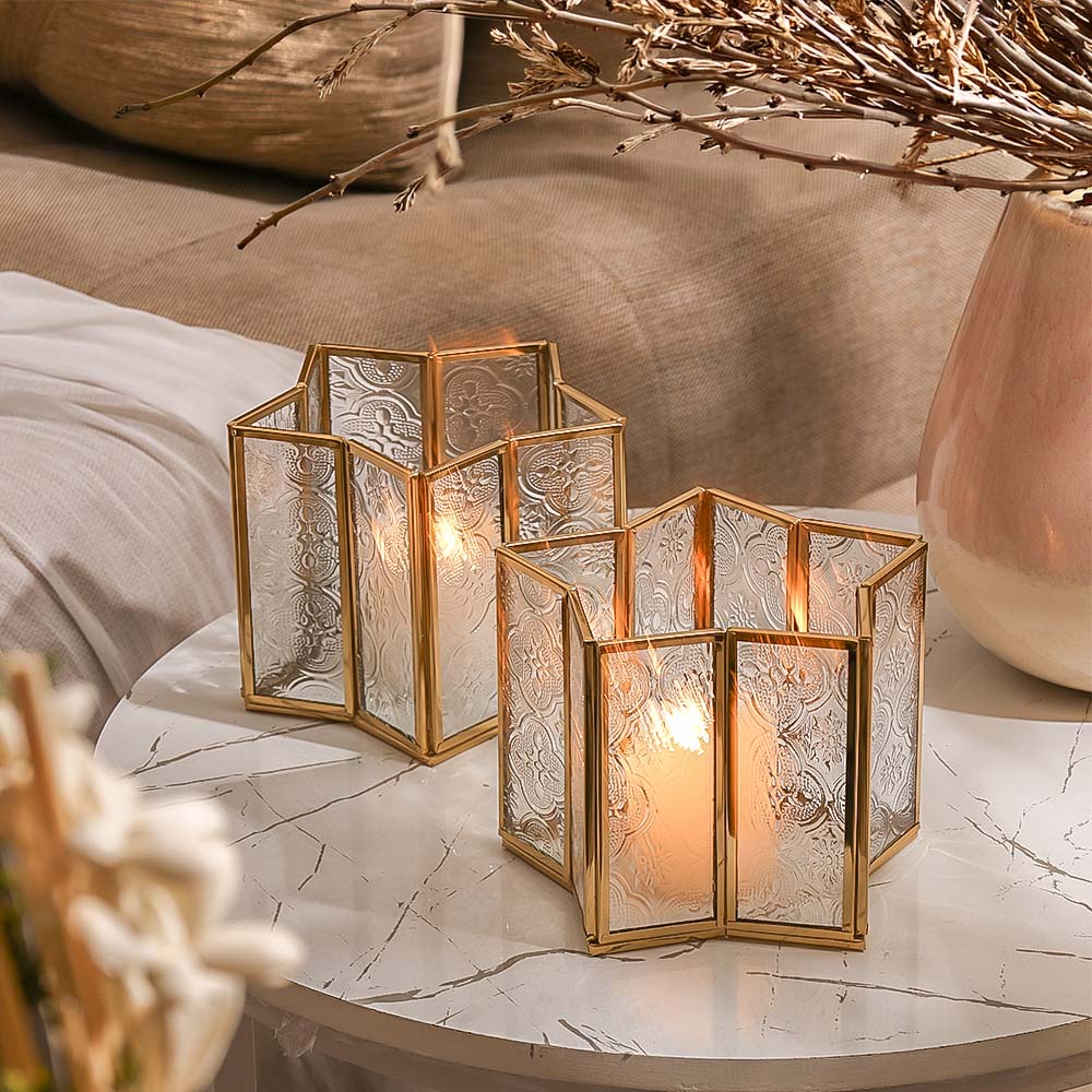 Star Candle Holders, Set of 2 - Gold