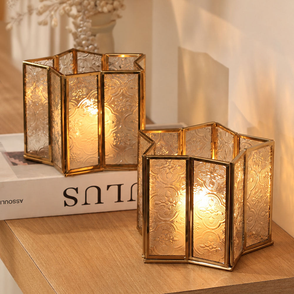 Star Candle Holders, Set of 2 - Gold