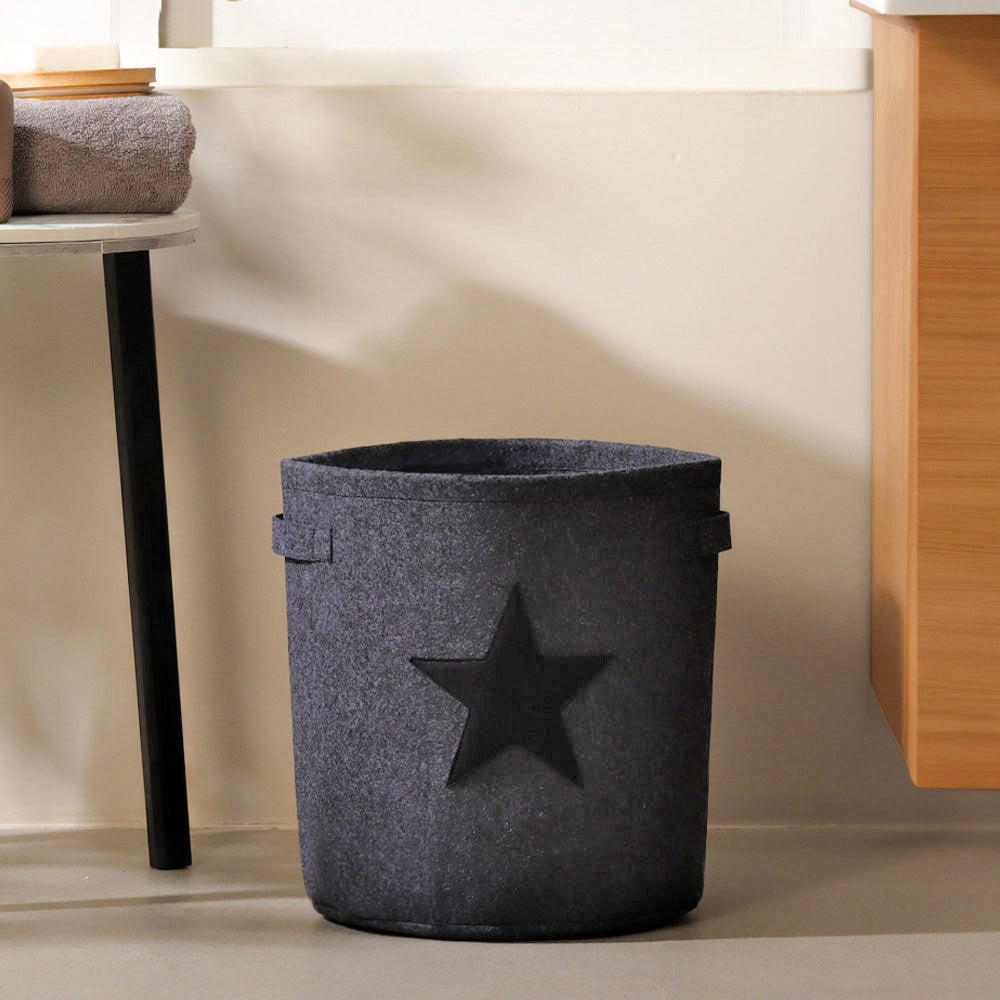 Star Felt Storage Basket Large - Black Grey