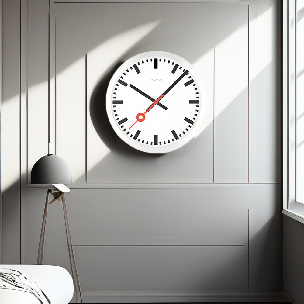 Station Stripe Wall Clock 35cm - Brushed Aluminum