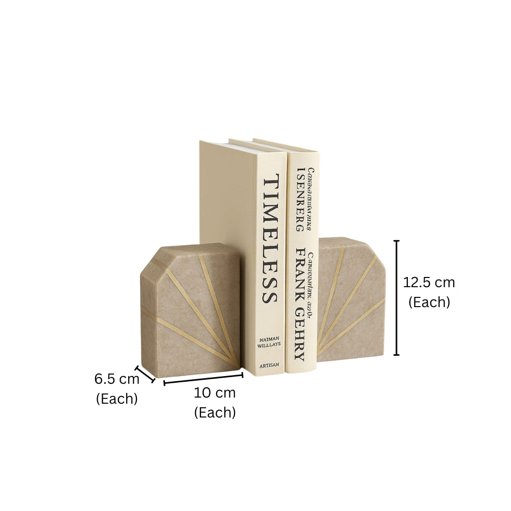 Stella Marble Bookends, Set of 2 - Beige Gold