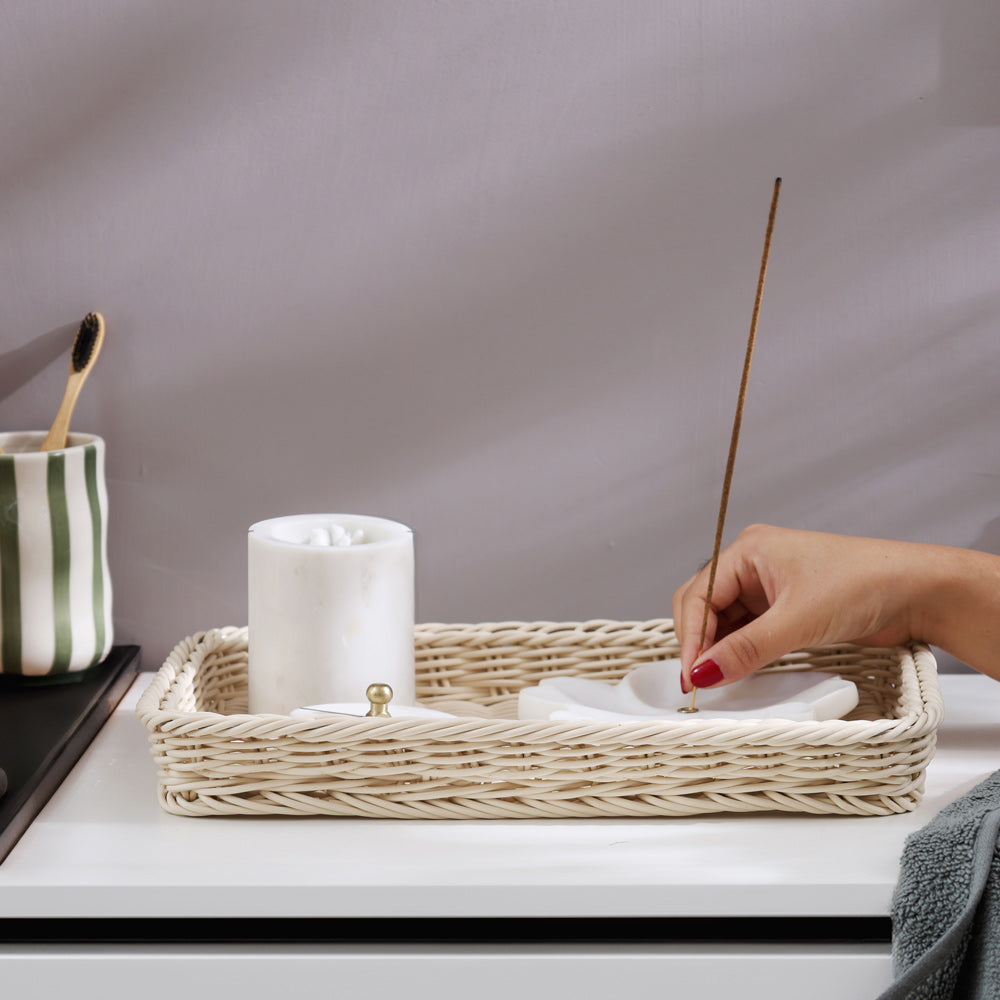 Stena Rectangular Basket Medium - Ivory