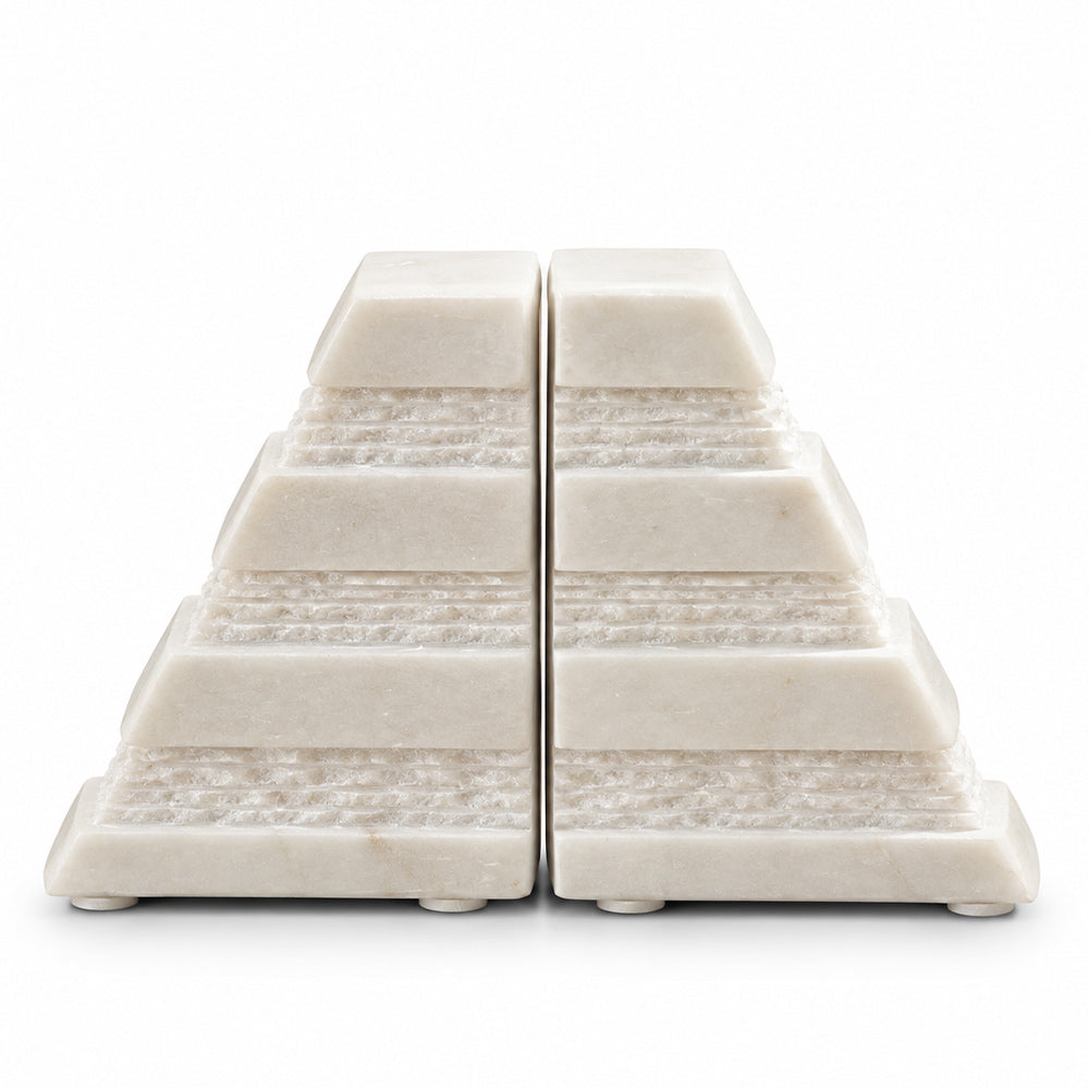 Steppe Marble Bookends, Set of 2 - White
