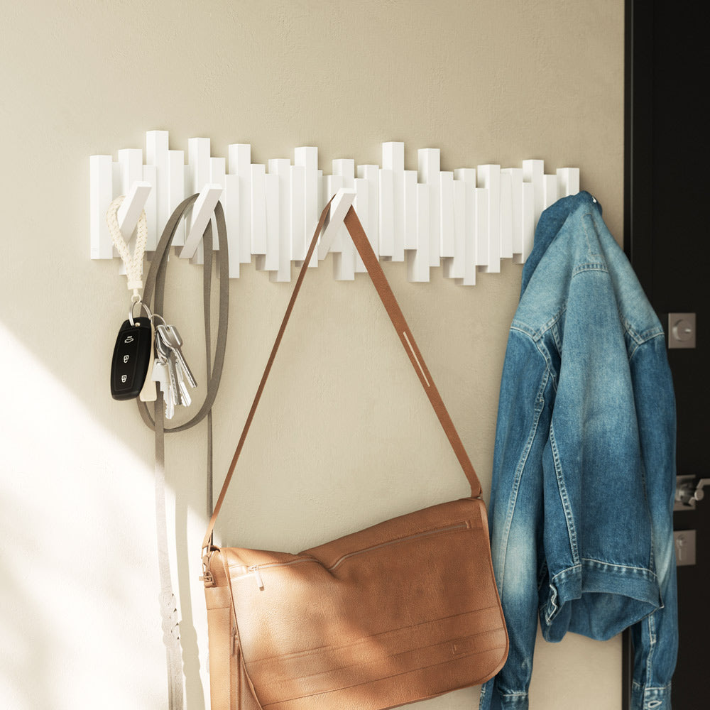 Sticks 8 Flip-Down Hooks - White