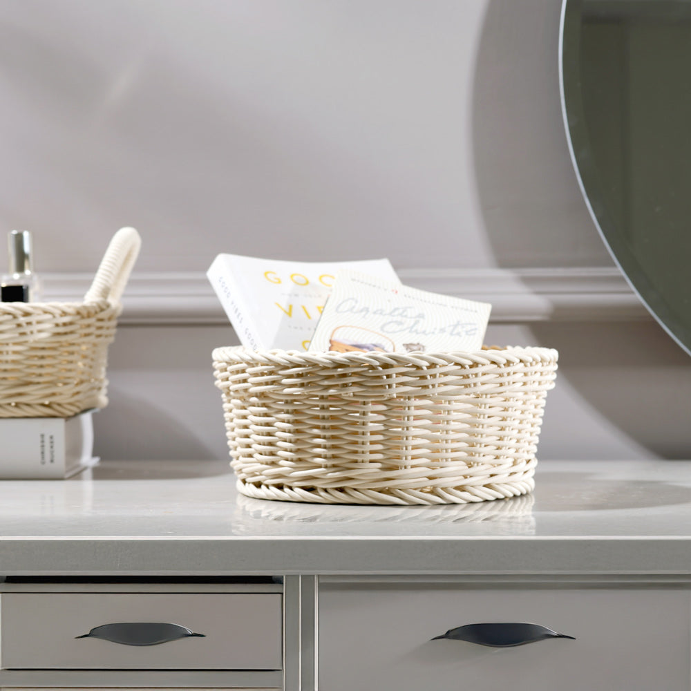 Stora Round Basket Medium - Ivory