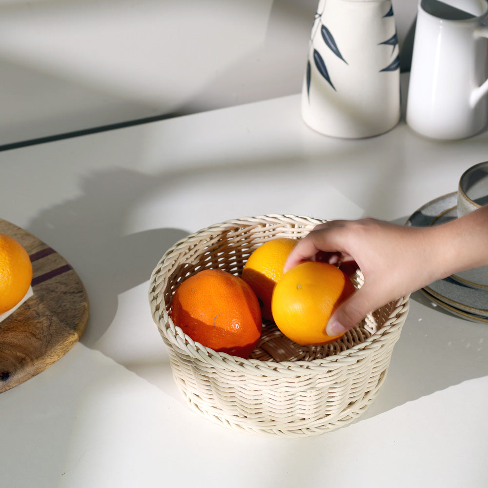 Stora Round Basket Medium - Ivory