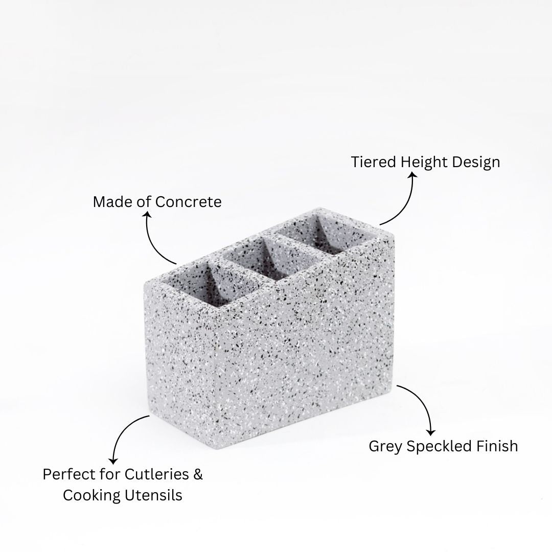 Stora Concrete Cutlery Organiser - Speckled Grey