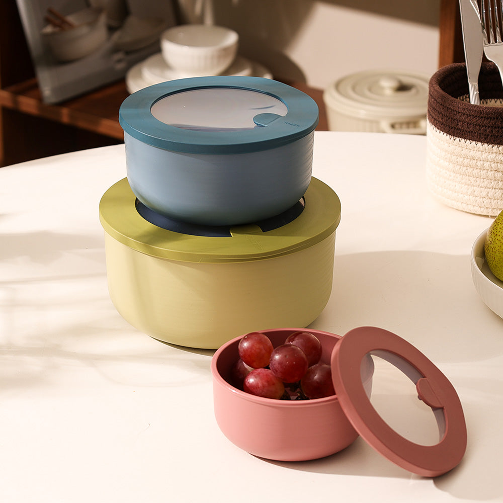 Store & More Round Storage Boxes, Set of 3 - Assorted