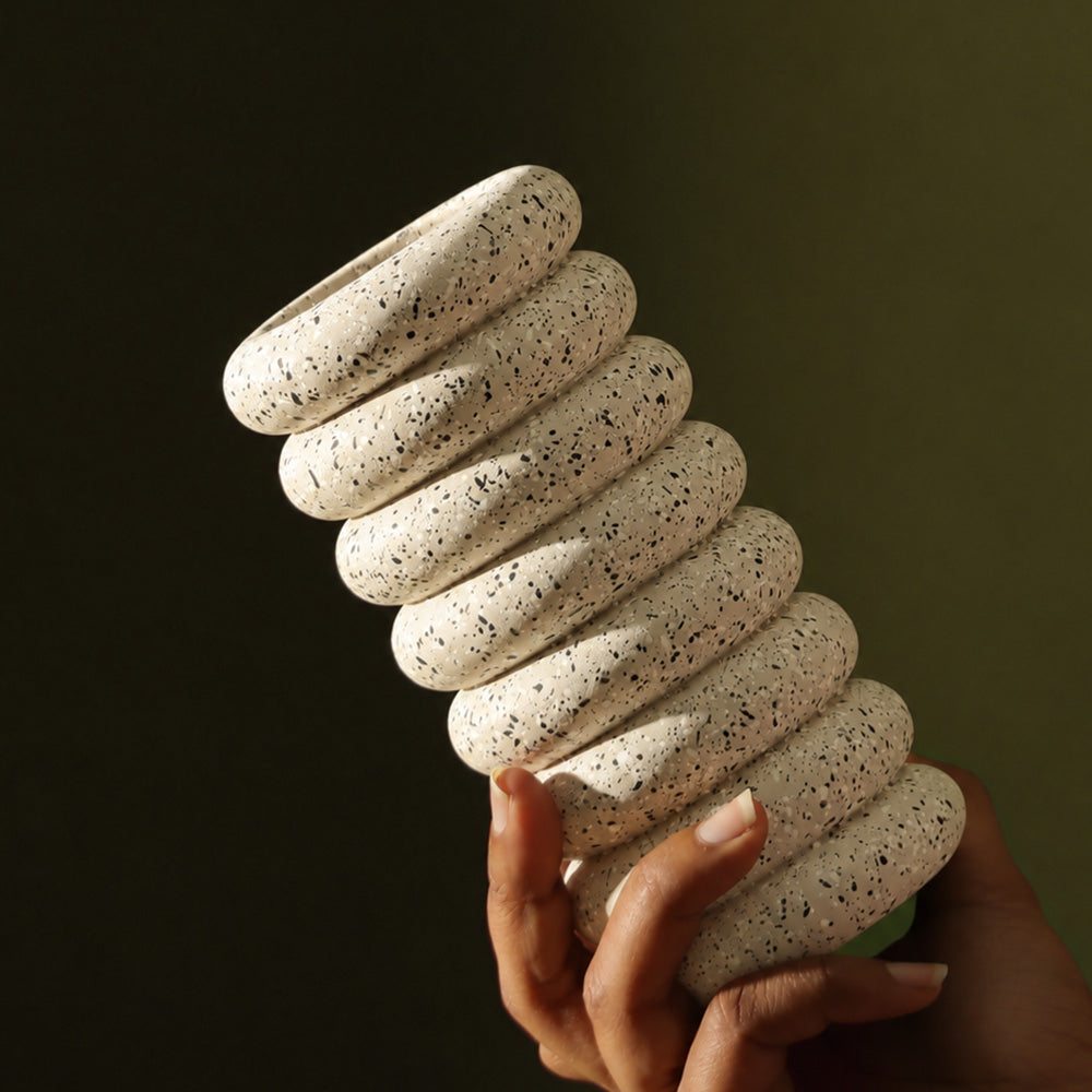 Strata Concrete Vase Small - Speckled Cream