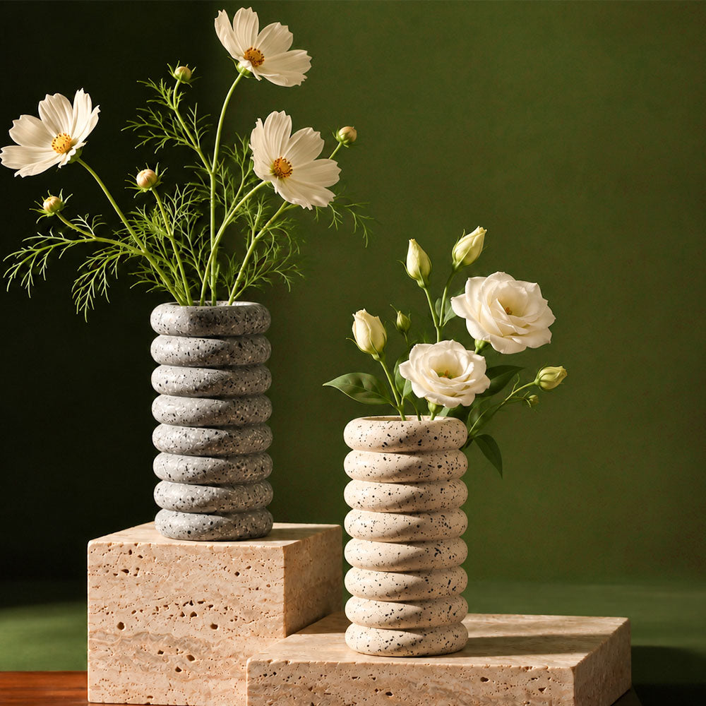 Strata Concrete Vase Small - Speckled Grey
