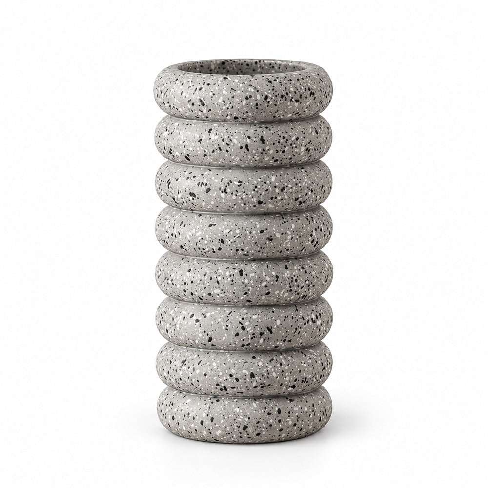 Strata Concrete Vase Small - Speckled Grey