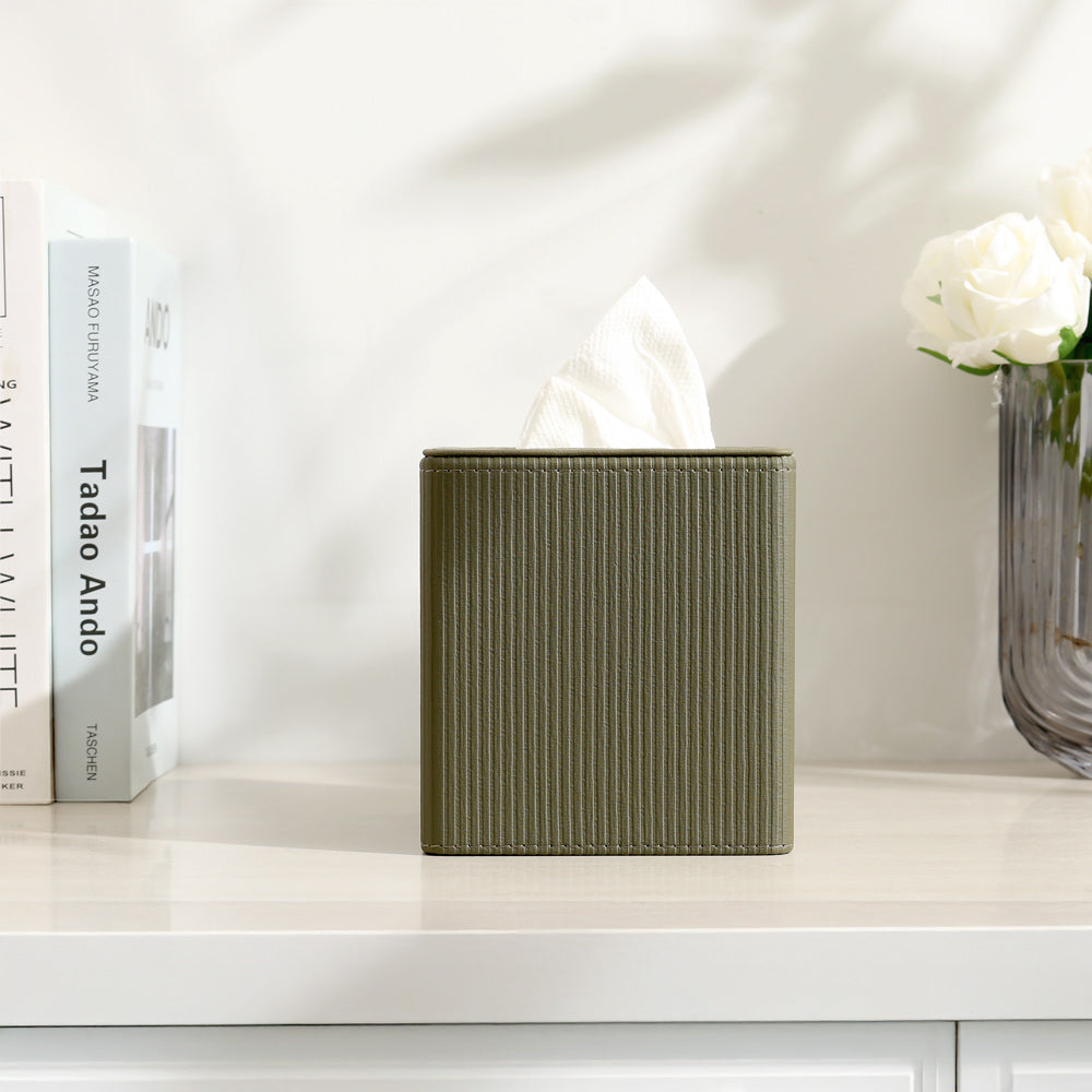 Streak Square Tissue Box Holder - Olive