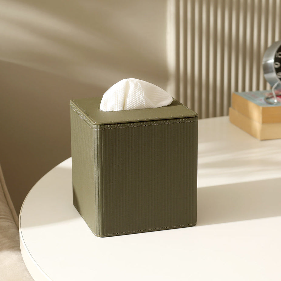Streak Square Tissue Box Holder - Olive