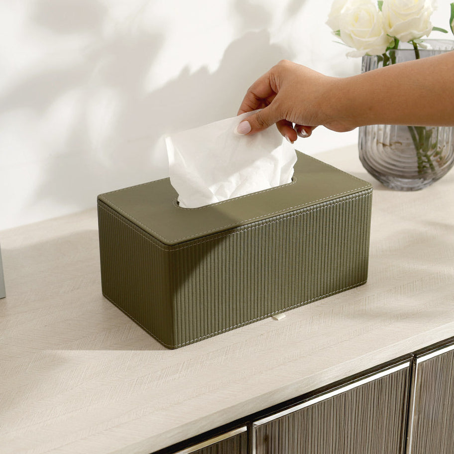 Streak Tissue Box Holder - Olive