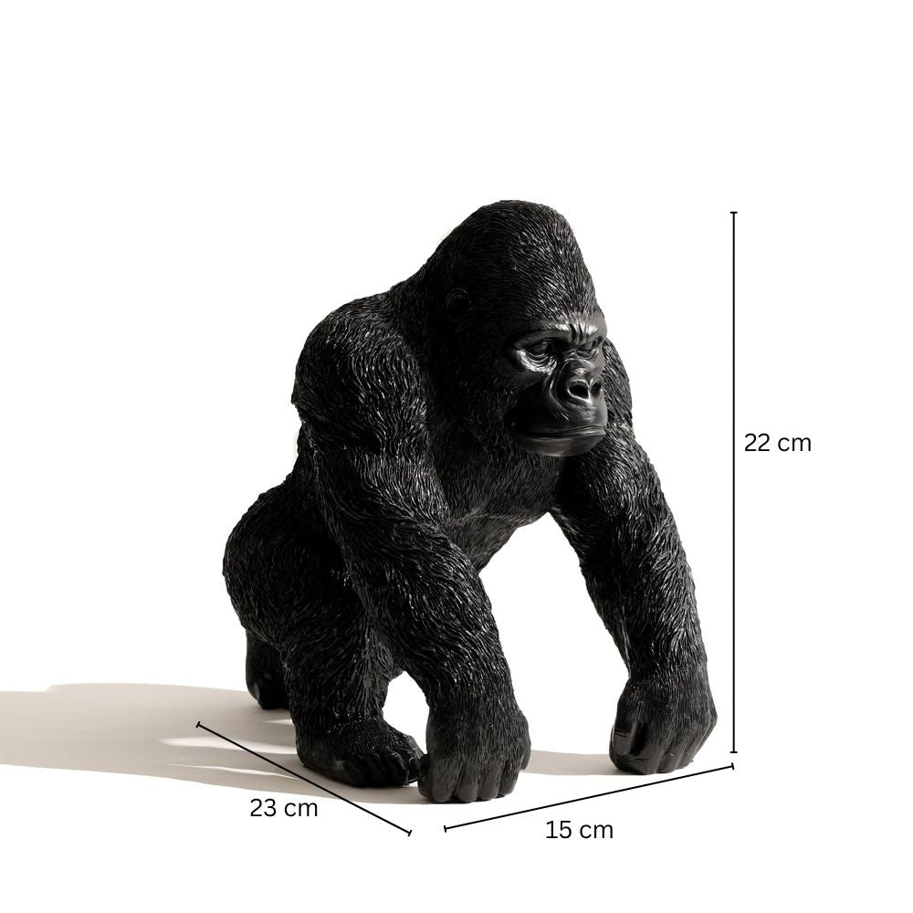 Striding Gorilla Sculpture - Black Brown
