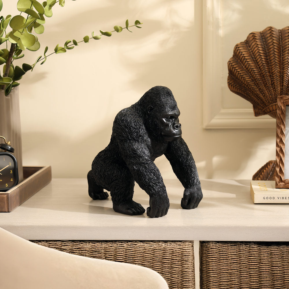 Striding Gorilla Sculpture - Black Brown