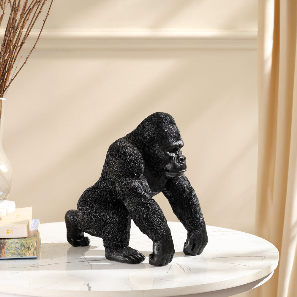 Striding Gorilla Sculpture - Black Brown