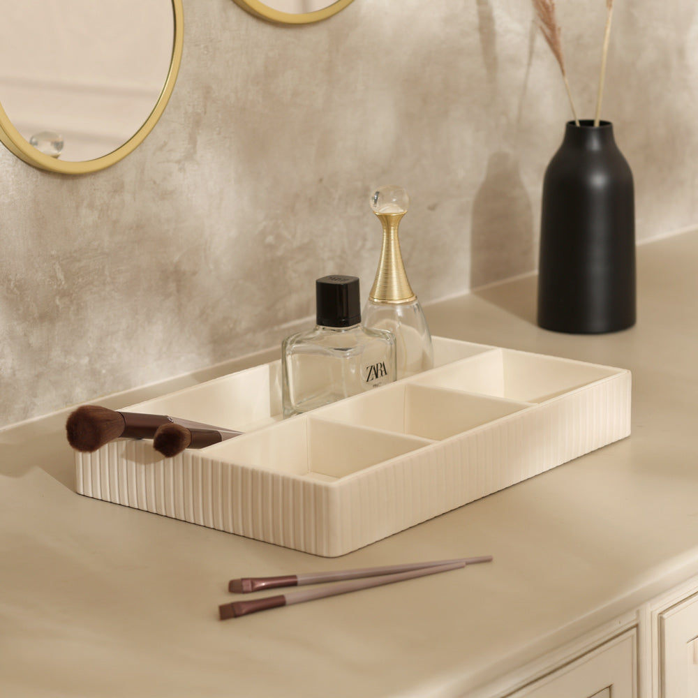 Stripes Organiser Tray Medium - Ivory