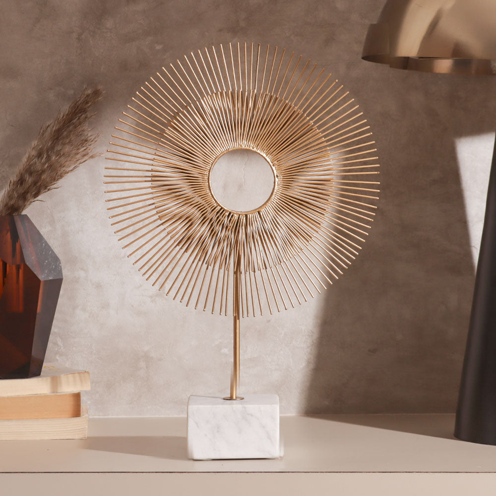 Sunburst Sculpture Large - Gold White