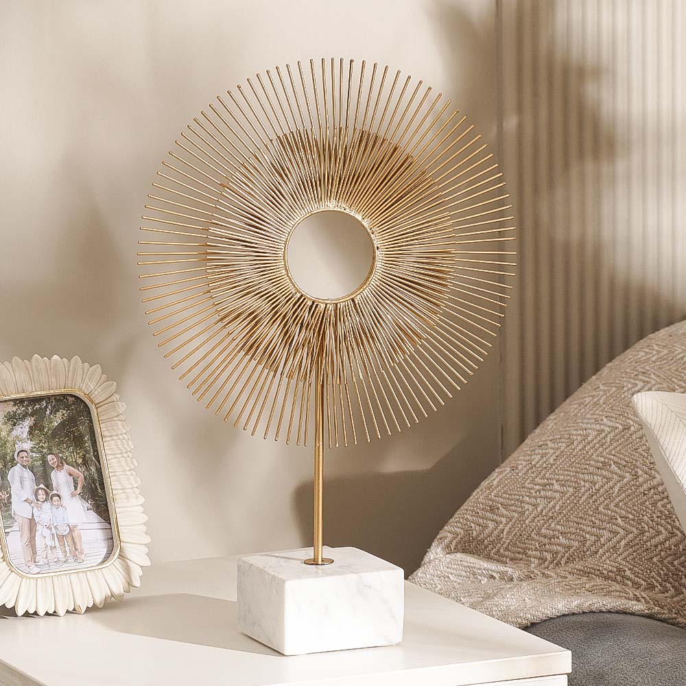 Sunburst Sculpture Large - Gold White