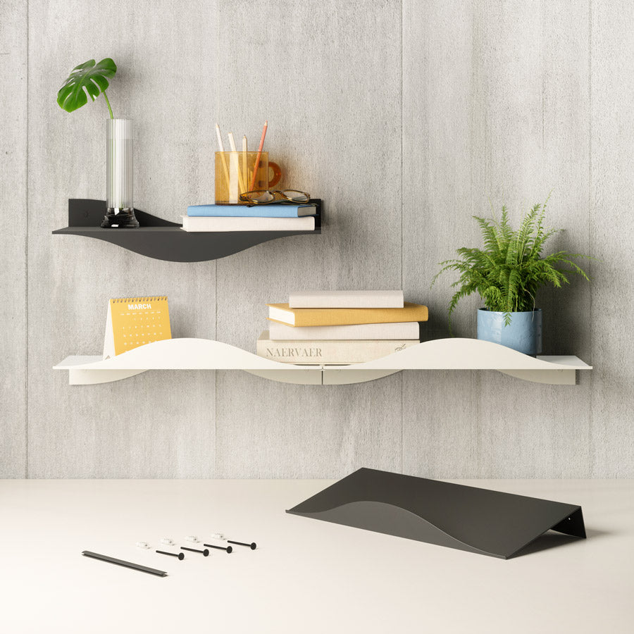 Surf Wall Shelves, Set of 2 - Black