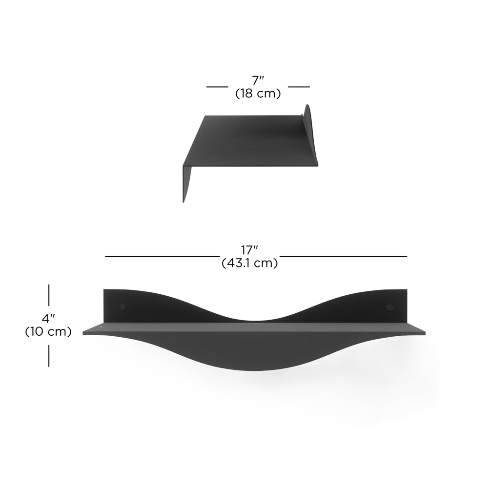 Surf Wall Shelves, Set of 2 - Black