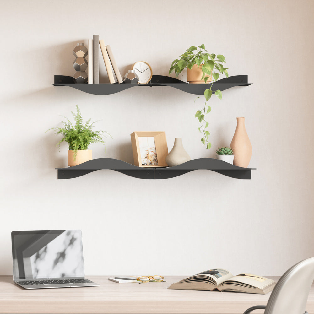 Surf Wall Shelves, Set of 2 - Black