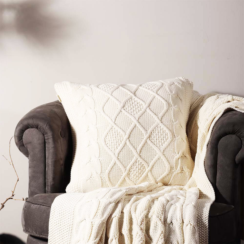 Honeycomb Knitted Cushion Cover 50x50cm - Cream