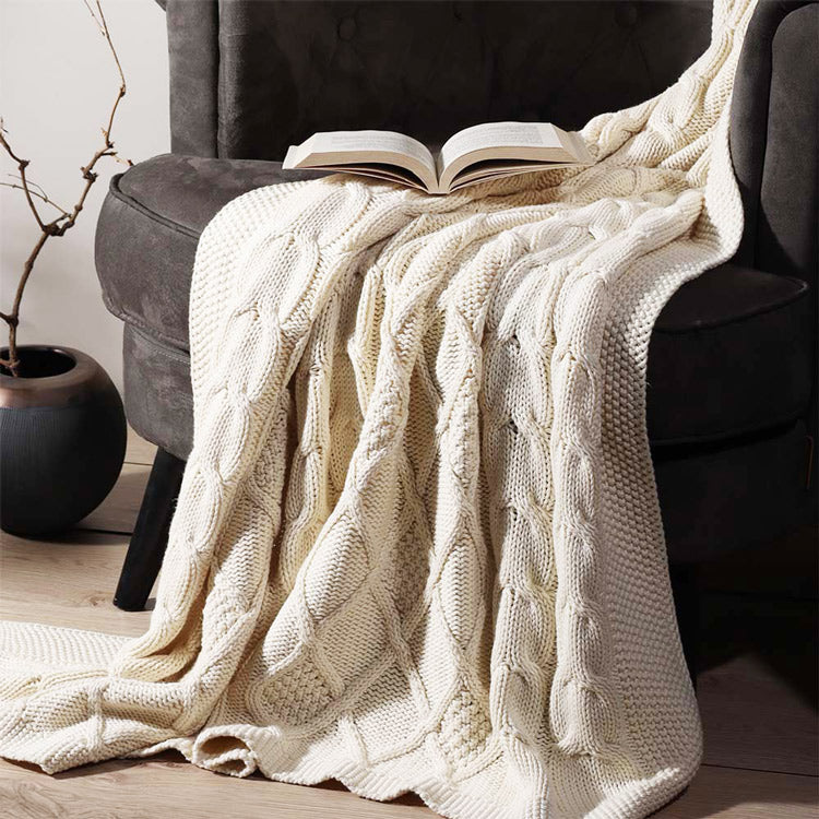 Honeycomb Knitted Throw - Cream