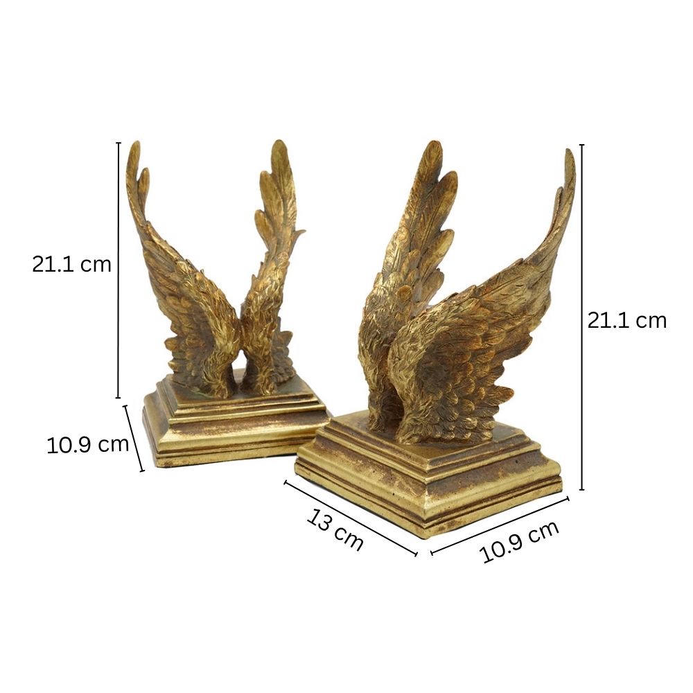 Swan Wings Antique Bookends, Set of 2 - Bronze