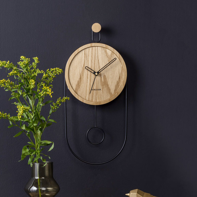 Swing Pendulum Wall Clock - Light Wood