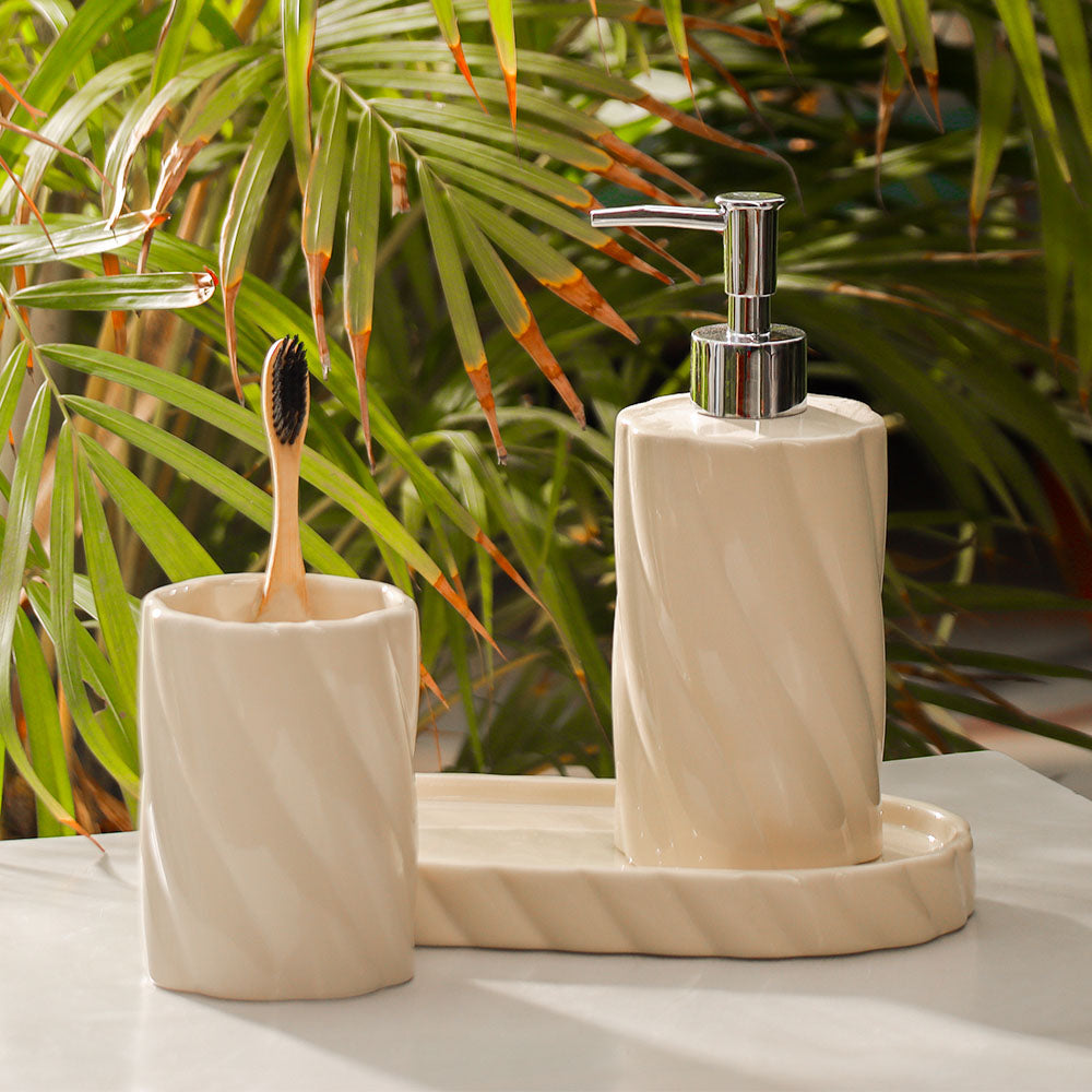 Swirl 3-piece Bathroom Set - Cream
