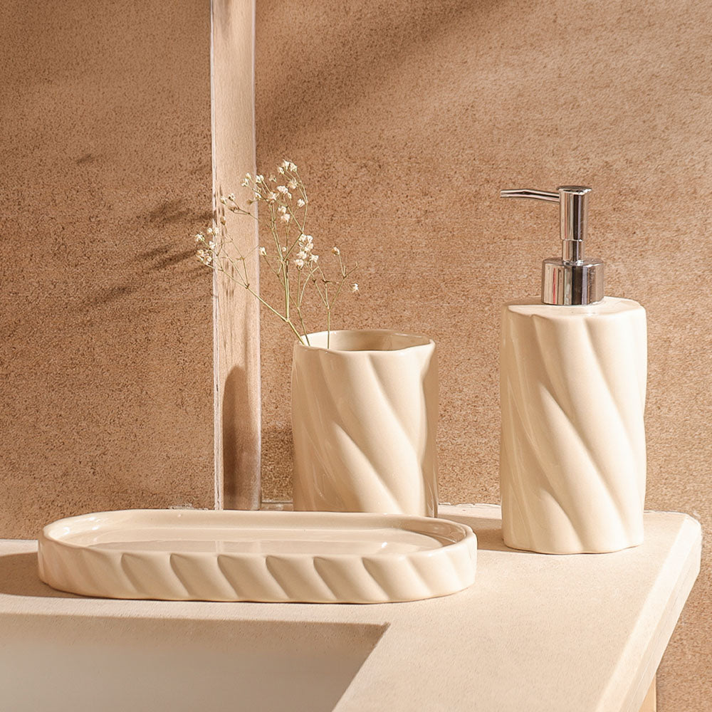 Swirl 3-piece Bathroom Set - Cream