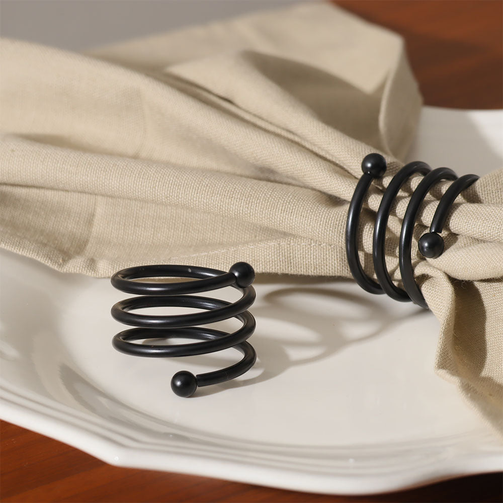 Swirl Metal Napkin Rings, Set of 6 - Black