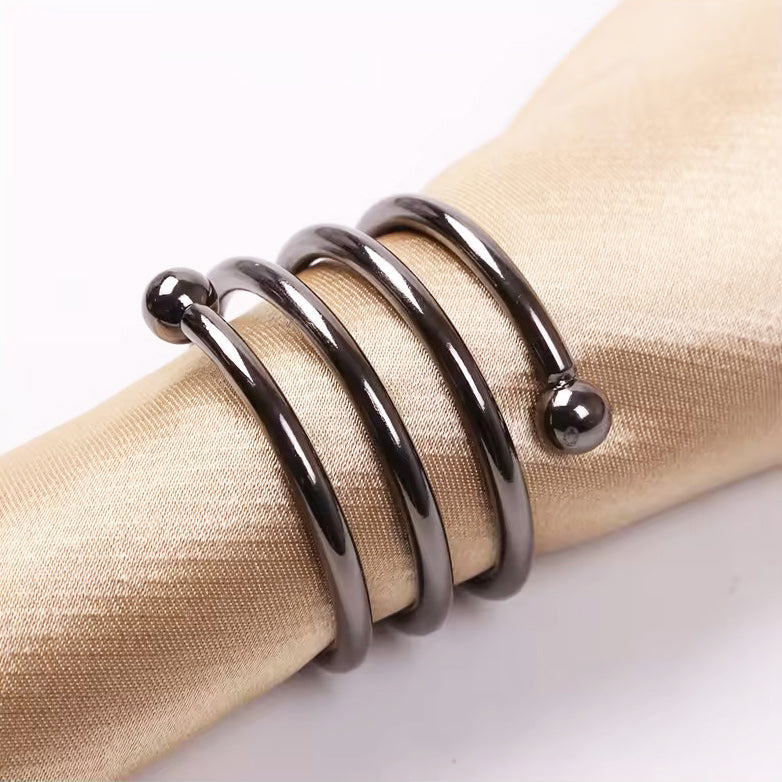 Swirl Metal Napkin Rings, Set of 6 - Black